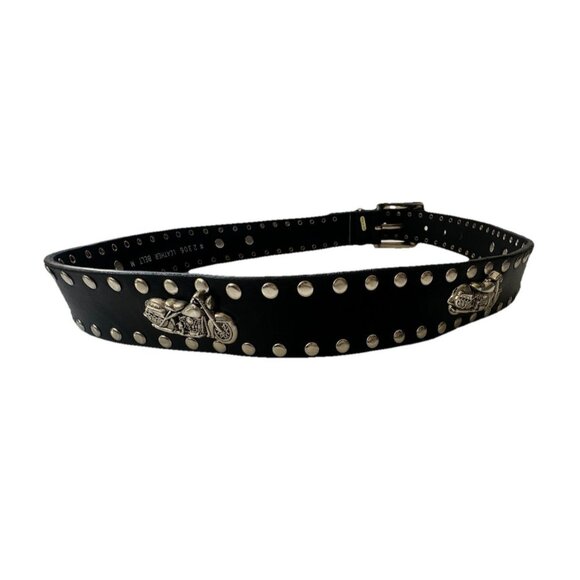 Womens Motorcycle Black Leather~Belt~Studded Cowgirl~Old Stock Genuine Medium - Picture 4 of 7